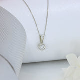 Pre Owned 9ct White Gold Rubover Set Natural Diamond Pendant & Chain Approx 0.25ct