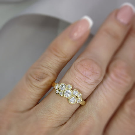 Pre Owned 18ct Gold Diamond Bubble Cluster Ring 0.85ct