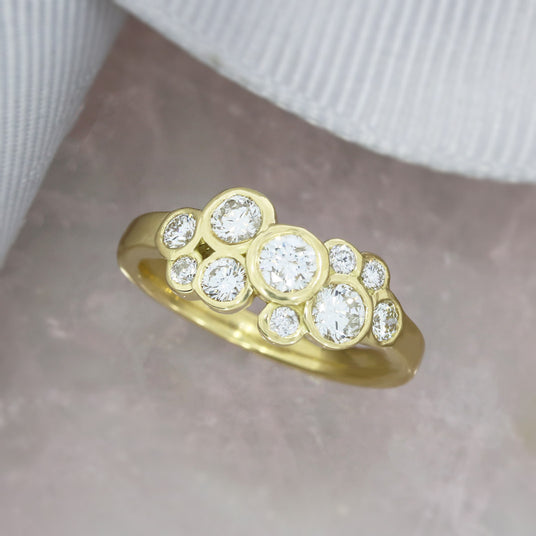 Pre Owned 18ct Gold Diamond Bubble Cluster Ring 0.85ct