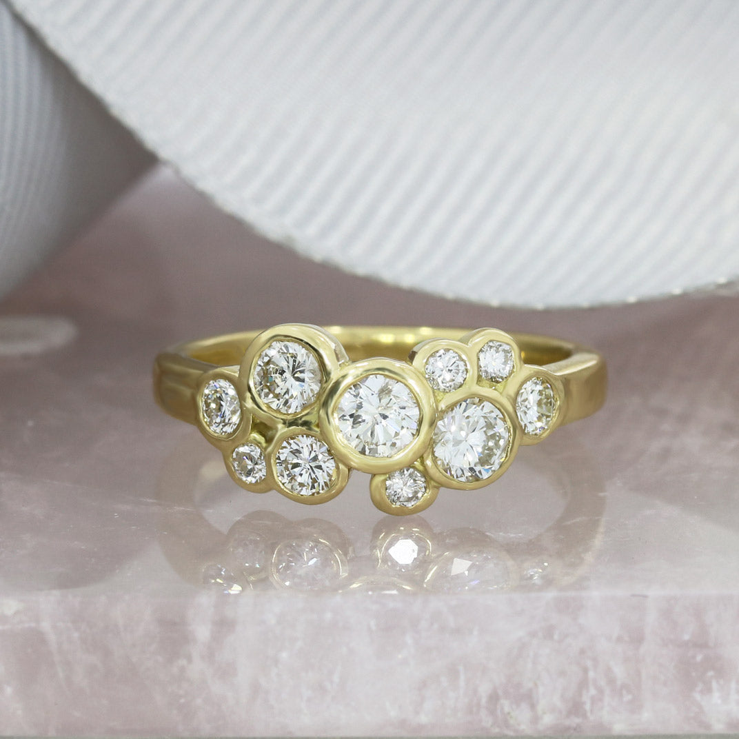 Pre Owned 18ct Gold Diamond Bubble Cluster Ring 0.85ct