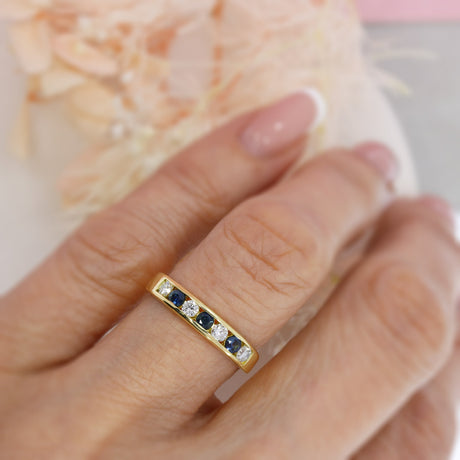 Pre Owned 18ct Gold Sapphire & Diamond Eternity Ring