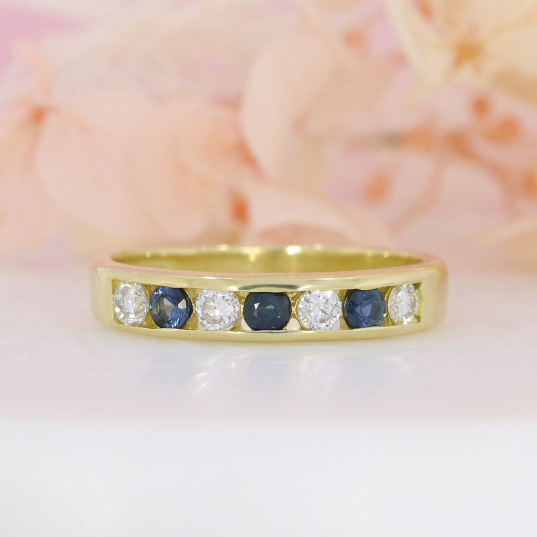 Pre Owned 18ct Gold Sapphire & Diamond Eternity Ring