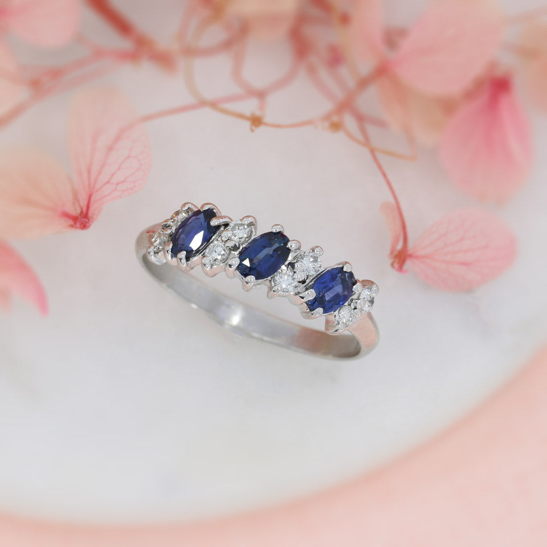 Pre Owned 18ct White Gold Sapphire & Diamond Eternity Ring