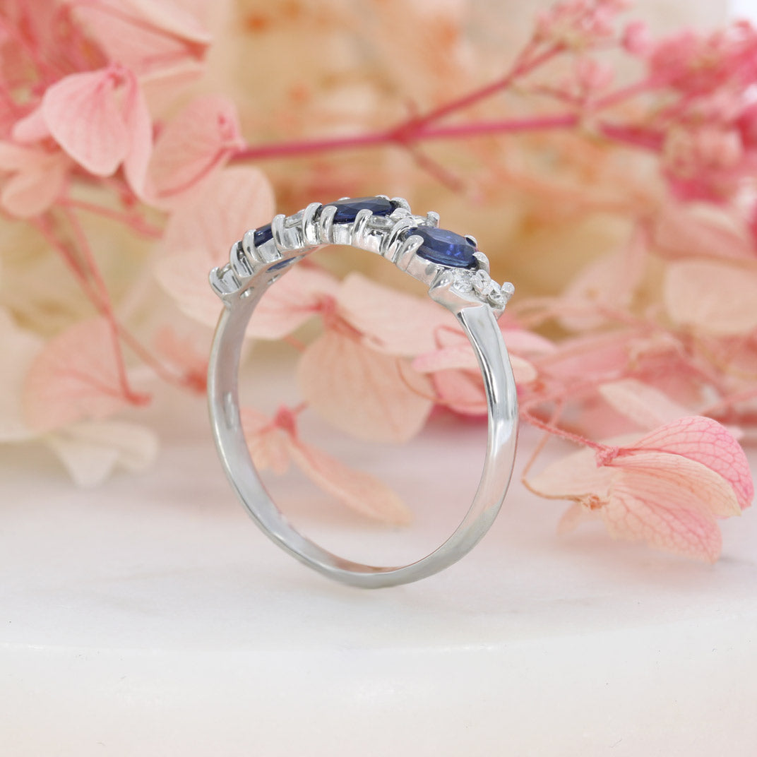 Pre Owned 18ct White Gold Sapphire & Diamond Eternity Ring