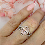 Pre Owned 14ct Rose Gold Morganite & Diamond Halo Ring