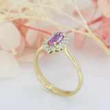 Pre Owned 18ct Gold Pink Sapphire & Diamond Cluster Ring