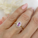 Pre Owned 18ct Gold Pink Sapphire & Diamond Cluster Ring
