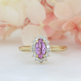 Pre Owned 18ct Gold Pink Sapphire & Diamond Cluster Ring