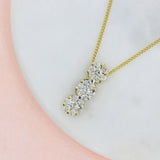Pre Owned 18ct Gold Diamond Cluster Drop Pendant with 18" Chain