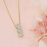 Pre Owned 18ct Gold Diamond Cluster Drop Pendant with 18" Chain