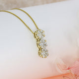 Pre Owned 18ct Gold Diamond Cluster Drop Pendant with 18" Chain