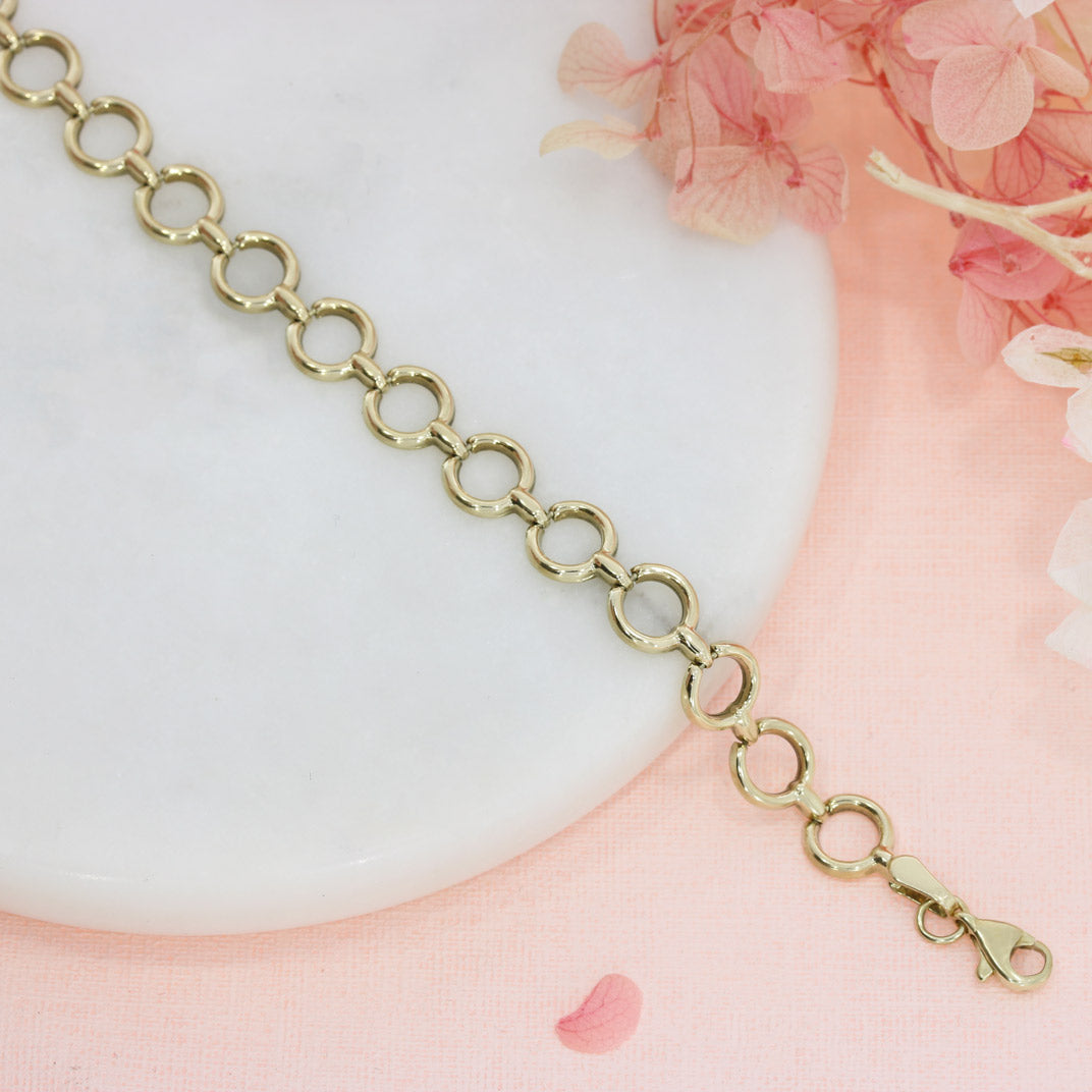 Pre Owned 9ct Yellow Gold Circle Link Bracelet