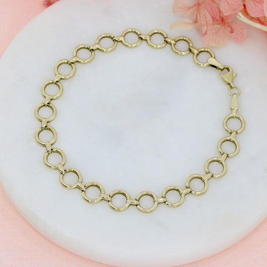 Pre Owned 9ct Yellow Gold Circle Link Bracelet