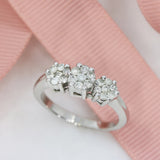Pre Owned 18ct White Gold Diamond 3 Flower Cluster Ring