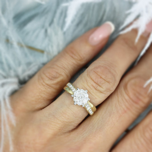 Pre Owned 18ct Yellow Gold Crossover Flower Diamond Ring 0.50ct