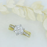 Pre Owned 18ct Yellow Gold Crossover Flower Diamond Ring 0.50ct