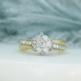 Pre Owned 18ct Yellow Gold Crossover Flower Diamond Ring 0.50ct