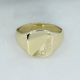 Pre Owned 9ct Yellow Gold Half Engraved Signet Ring