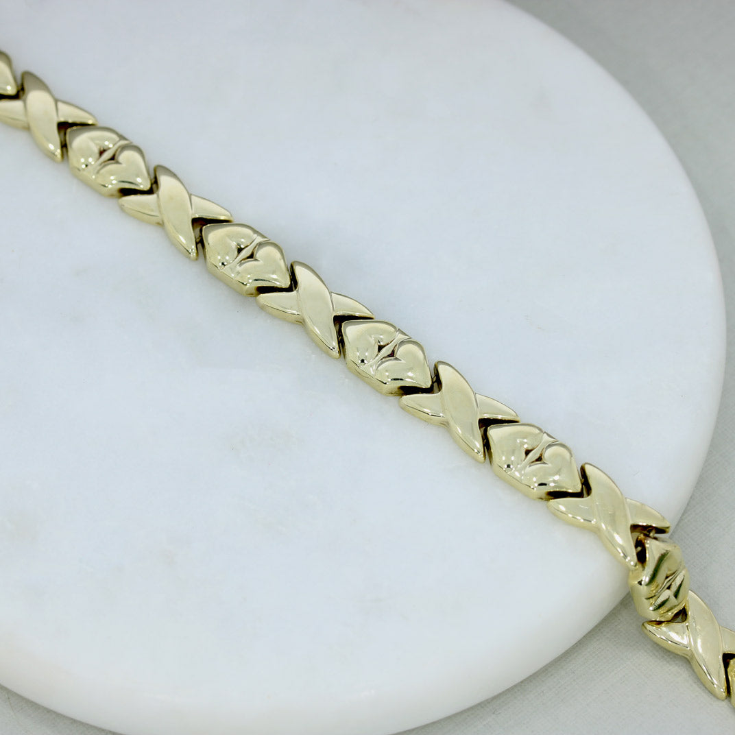 Pre Owned 9ct Yellow Gold Fancy Link Bracelet