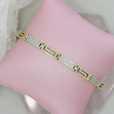 Pre Owned 9ct Yellow Gold Greek Key CZ Bracelet