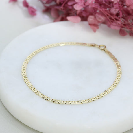 Pre Owned 9ct Yellow Gold Flat Anchor Link Bracelet