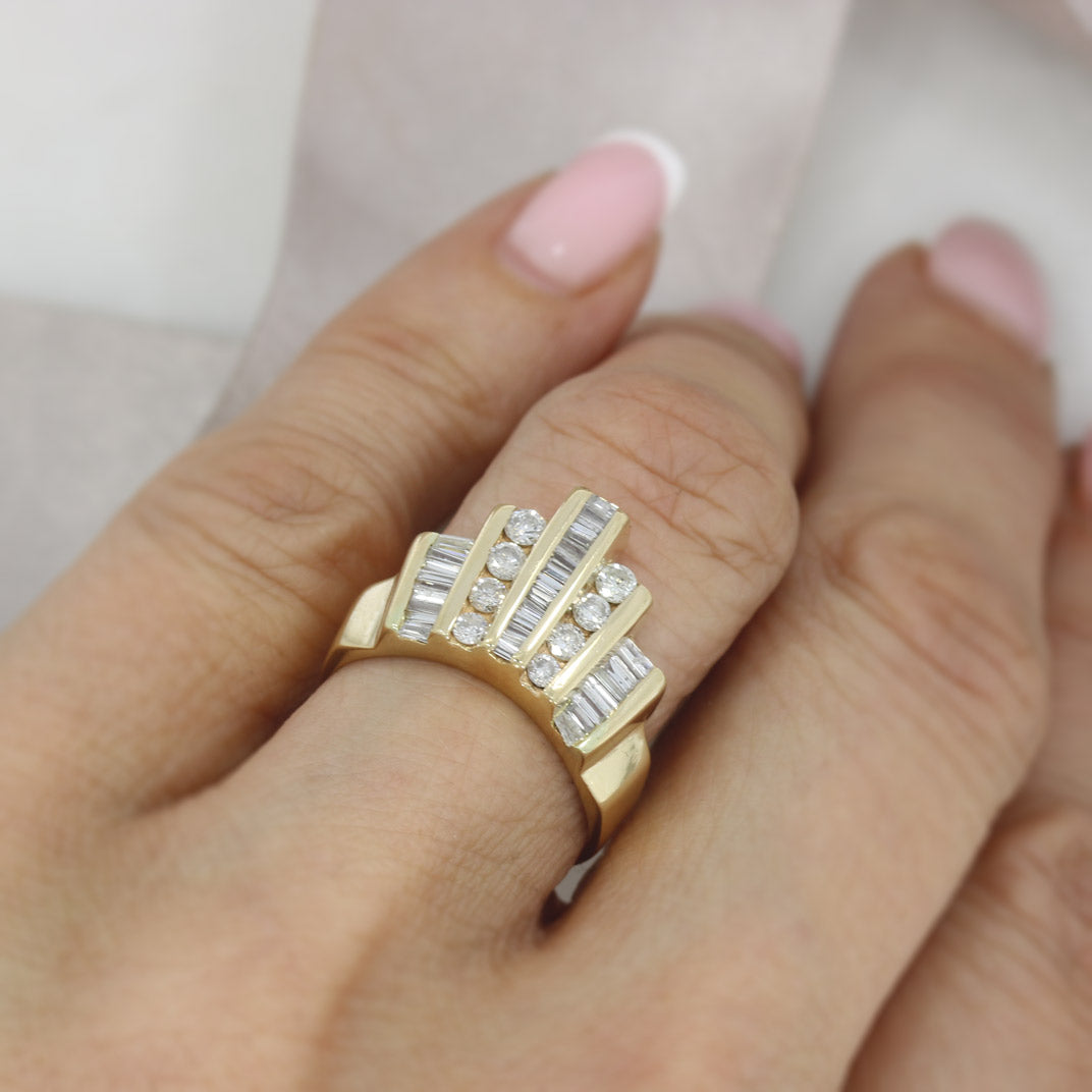 Pre Owned 14ct Gold Art Deco Style Dress Ring Approx 0.80ct