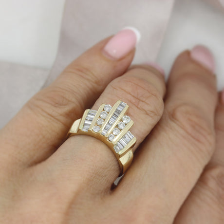 Pre Owned 14ct Gold Art Deco Style Dress Ring Approx 0.80ct