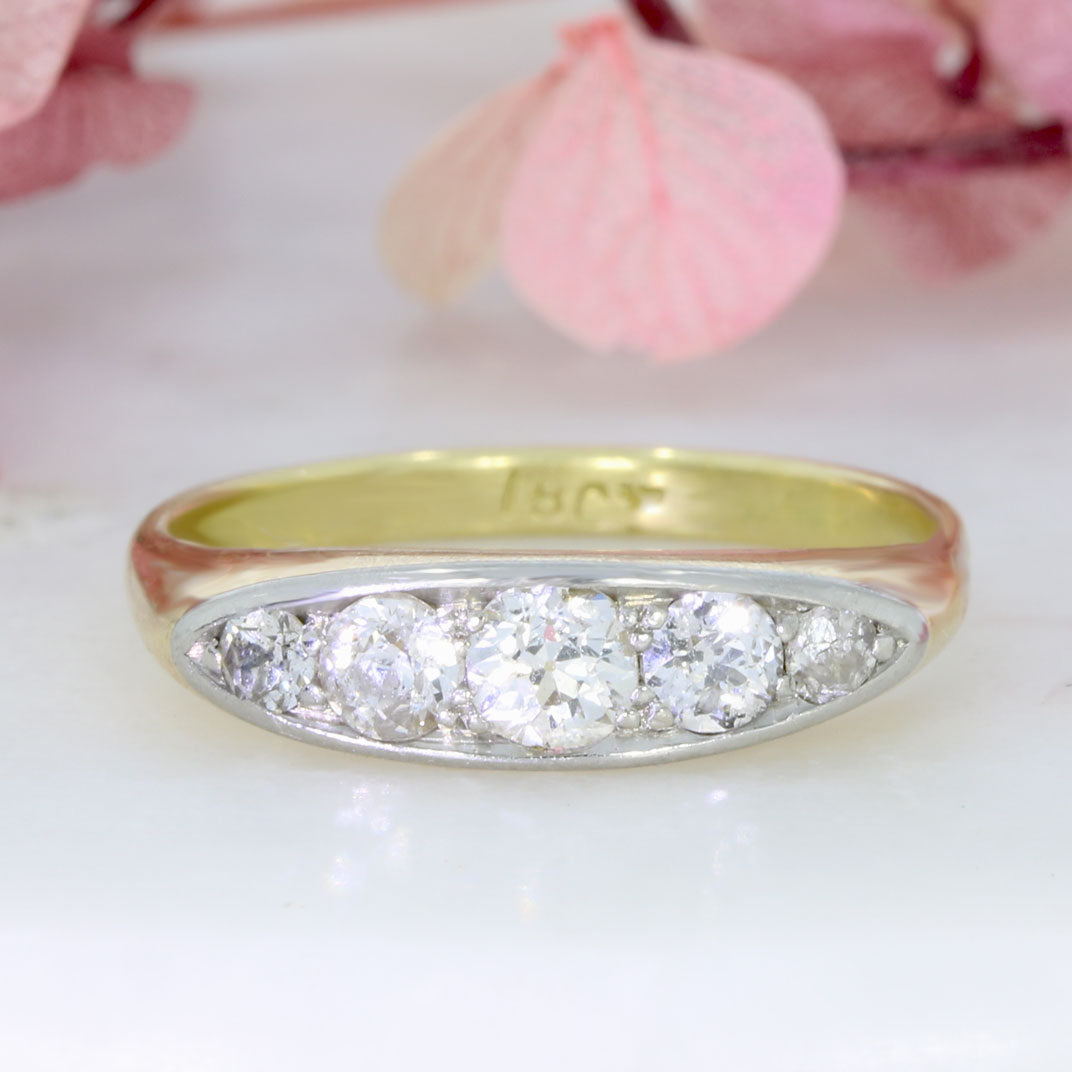 Pre Owned 18ct Yellow Gold 5 Stone Diamond Ring Approx 0.50ct