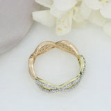 Pre Owned 9ct Yellow & Rose Gold Half & Half Crossover Diamond Ring