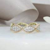 Pre Owned 9ct Yellow & Rose Gold Half & Half Crossover Diamond Ring