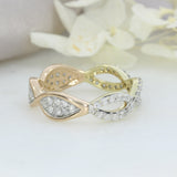 Pre Owned 9ct Yellow & Rose Gold Half & Half Crossover Diamond Ring