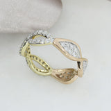 Pre Owned 9ct Yellow & Rose Gold Half & Half Crossover Diamond Ring