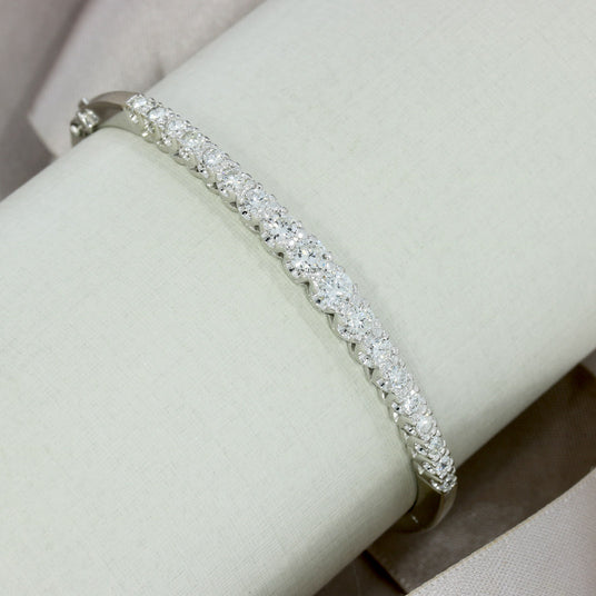 Pre Owned 18ct White Gold Claw Set Diamond Bangle Approx 1.75ct