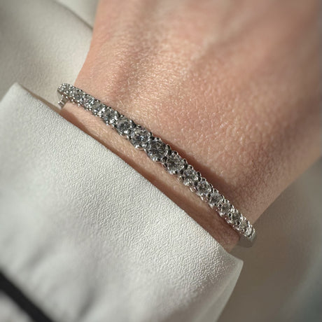 Pre Owned 18ct White Gold Claw Set Diamond Bangle Approx 1.75ct