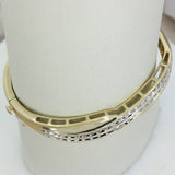 Pre Owned 10ct Yellow Gold Double Row Channel Set Diamond Bangle Approx 2ct