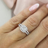 Pre Owned 18ct White Gold Invisible Set Square Diamond Cluster Ring Approx 1.00ct