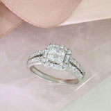 Pre Owned 18ct White Gold Invisible Set Square Diamond Cluster Ring Approx 1.00ct