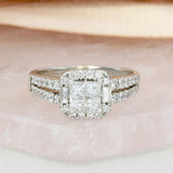 Pre Owned 18ct White Gold Invisible Set Square Diamond Cluster Ring Approx 1.00ct