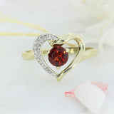 Pre Owned 9ct Yellow Gold Heart Shape Dress Ring with Claw Set Garnet