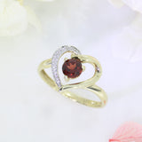 Pre Owned 9ct Yellow Gold Heart Shape Dress Ring with Claw Set Garnet