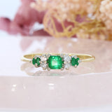 Pre Owned 9ct Yellow Gold Emerald & Diamond Ring