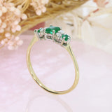 Pre Owned 9ct Yellow Gold Emerald & Diamond Ring