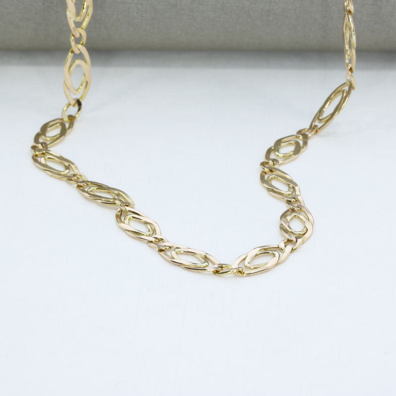 Pre Owned 9ct Yellow Gold 24" Fancy Double Link Chain