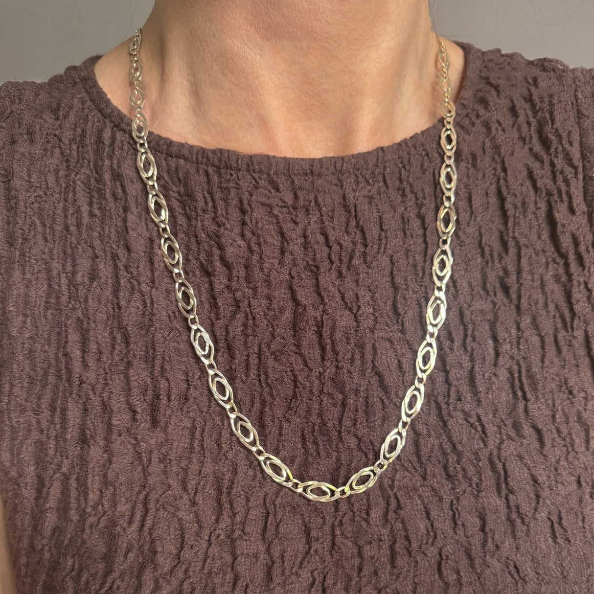 Pre Owned 9ct Yellow Gold 24" Fancy Double Link Chain