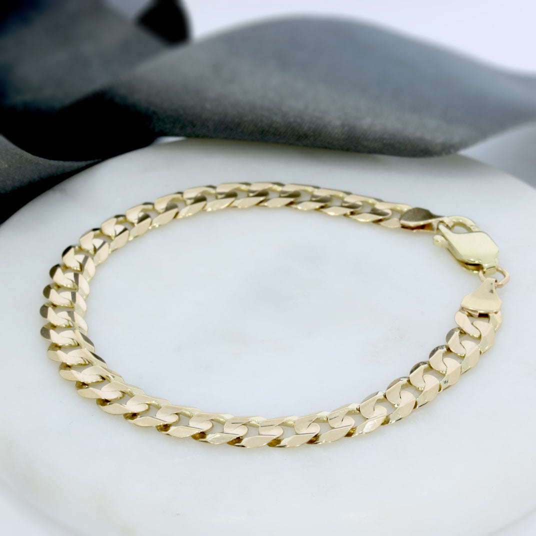 Pre Owned 9ct Yellow Gold Flat Curb Bracelet 10.7g