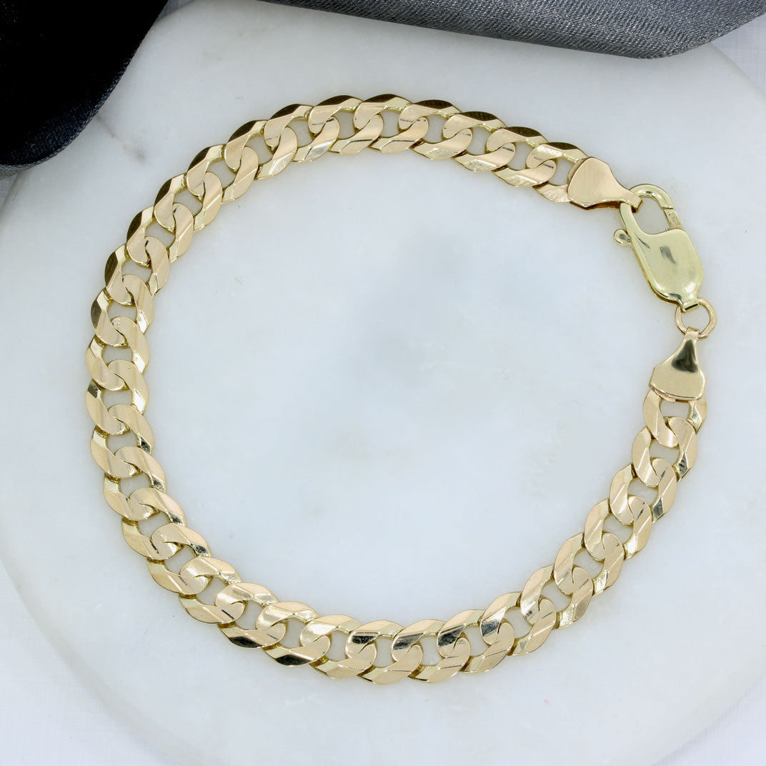 Pre Owned 9ct Yellow Gold Flat Curb Bracelet 10.7g
