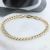Pre Owned 9ct Yellow Gold Solid Flat Curb Bracelet 9" 15.5g