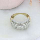 Pre Owned 9ct Yellow Gold 5 Row Claw Set Diamond Cluster Ring approx 1.00ct