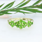 Pre Owned 9ct Yellow Gold Tsavorite Garnet Cluster Ring