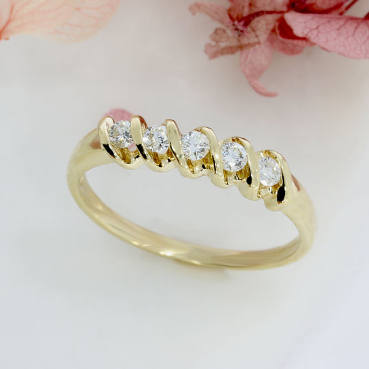Pre Owned 9ct Yellow Gold Trap Set Diamond Eternity Ring 0.25ct